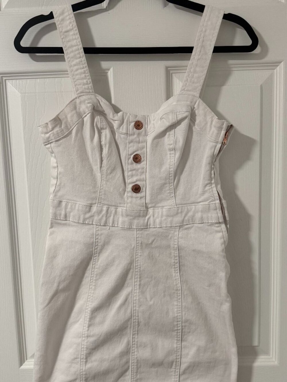 GUESS White Denim Kassidy Sweetheart Mini Dress M